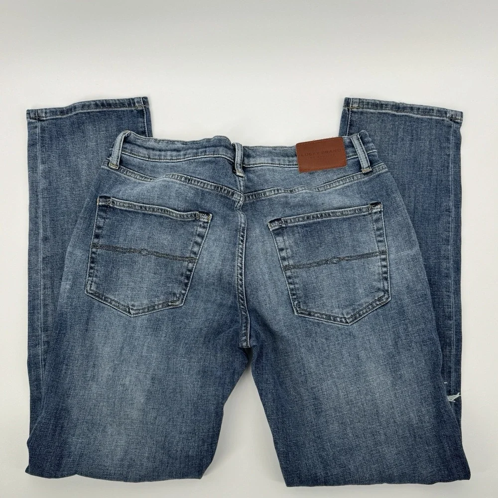 Lucky Brand 410 Athletic Straight Jeans Men's 32x32 Distressed‎ Stretch Denim